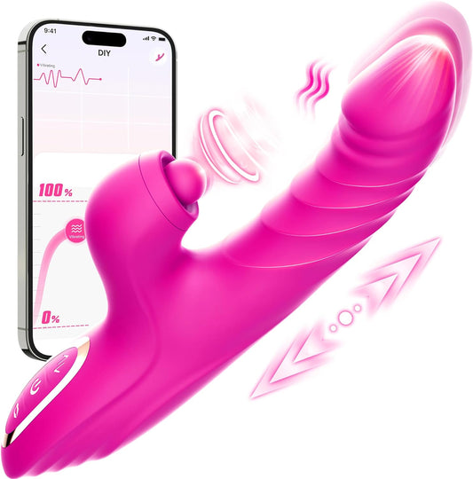 Adult Sex Toy Thrusting Dildo - Sex Toys for Women Rabbit Vibrator with 10 Vibrating 7 Thrusting & 5 Pulsing Modes, G Spot Clitoral Vibrators for Adult Female and Couples Games