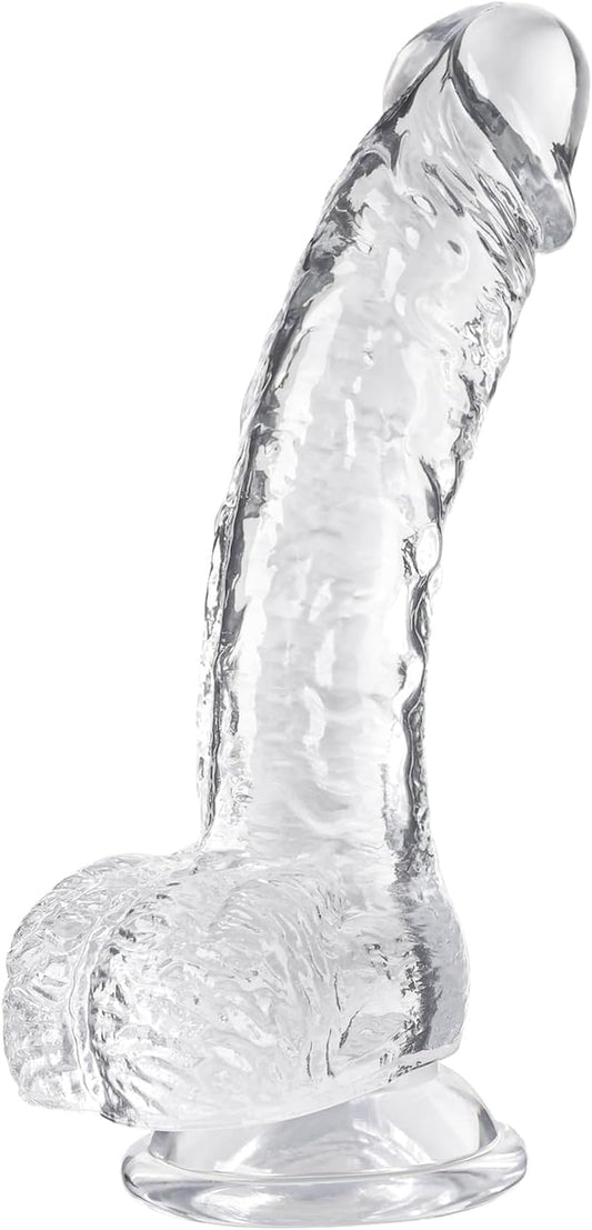 Clear Realistic Dildo, 7.3 Inch Feels like Skin Body-Safe Material, with Strong Suction Cup for Hands-Free Play, Adult Sex Toys Suitable for Women Men Gay ＆ Couple